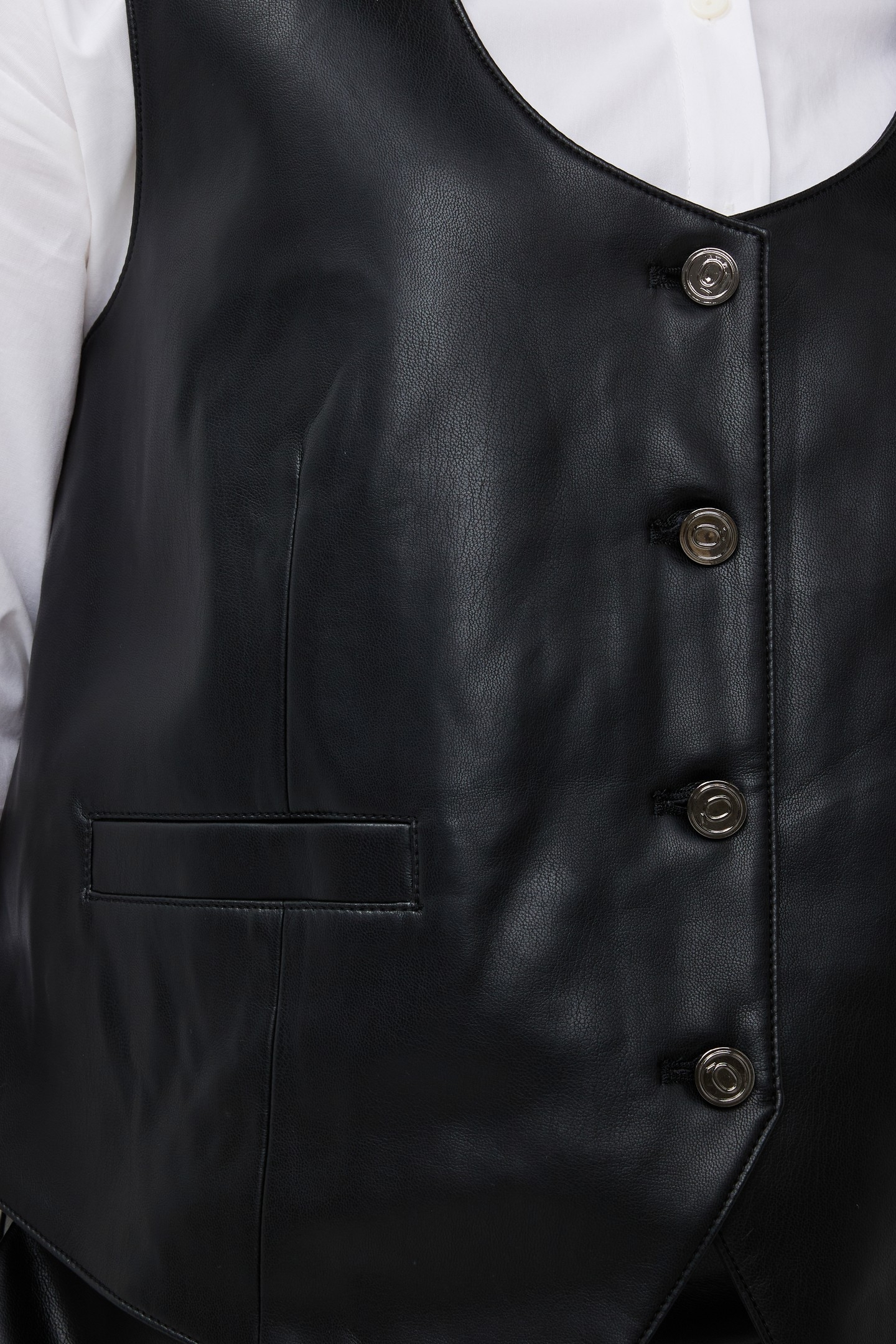 GILET SHORT VEGAN LEATHER BLACK 6