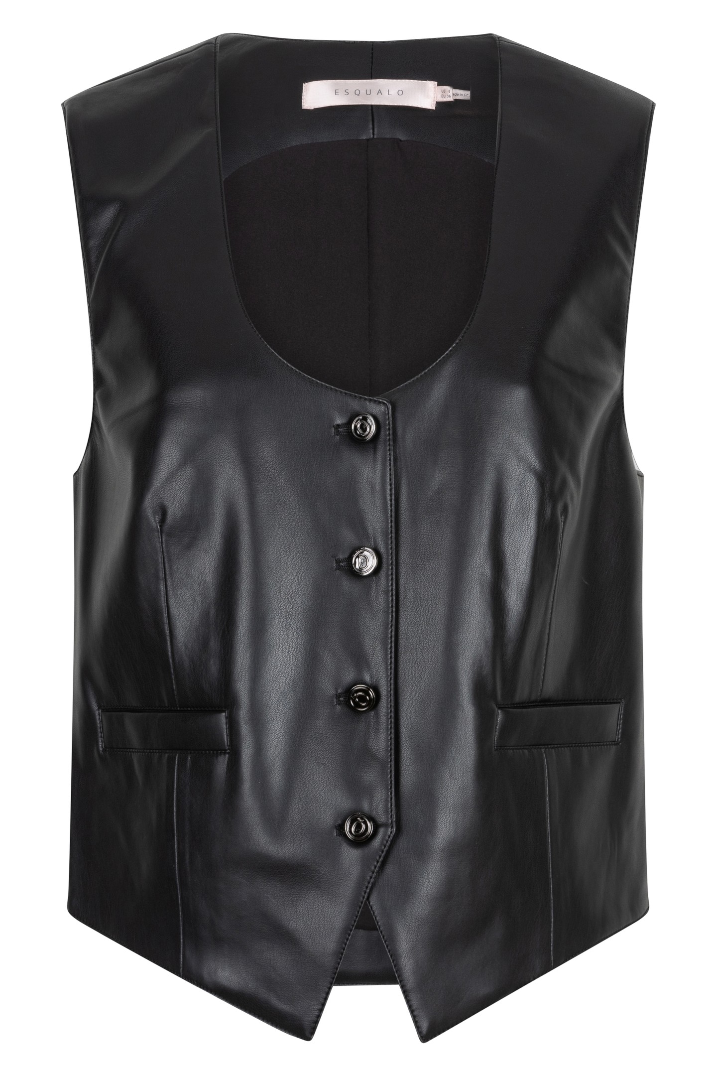 GILET SHORT VEGAN LEATHER BLACK 4