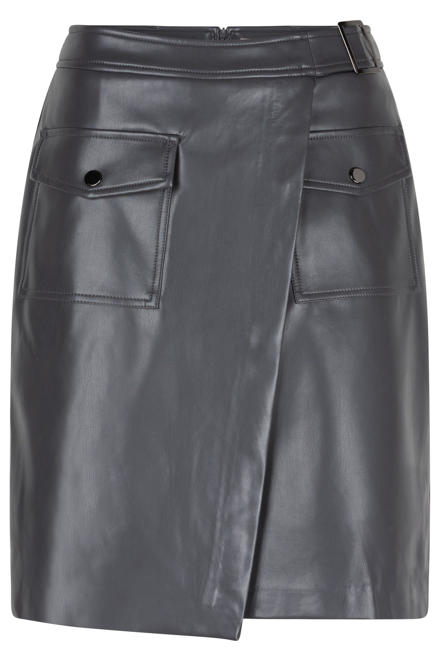 SKIRT OVERLAP VEGAN LEATHER GREY 4