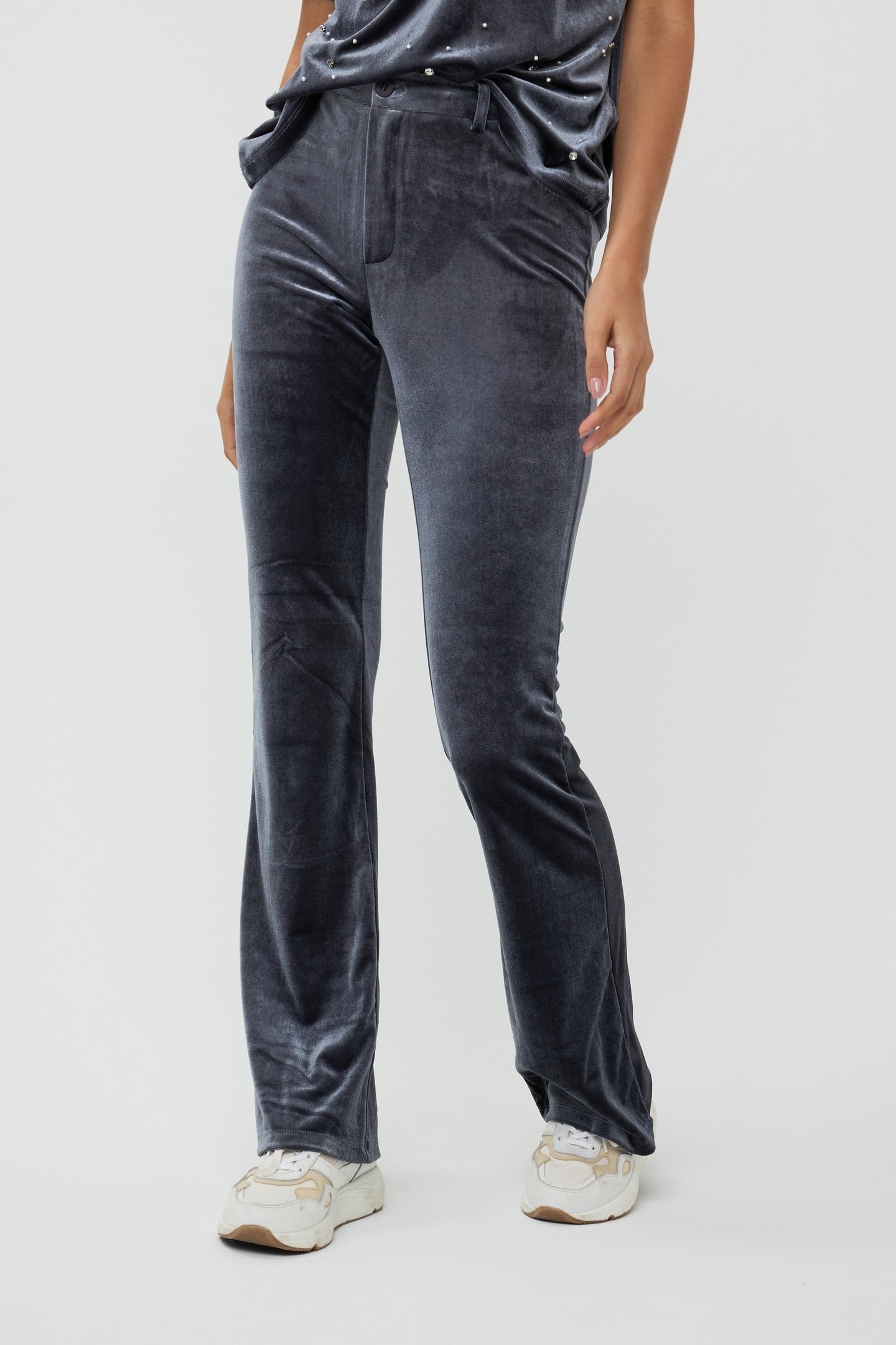 TROUSERS FLAIR VELOURS GREY 2