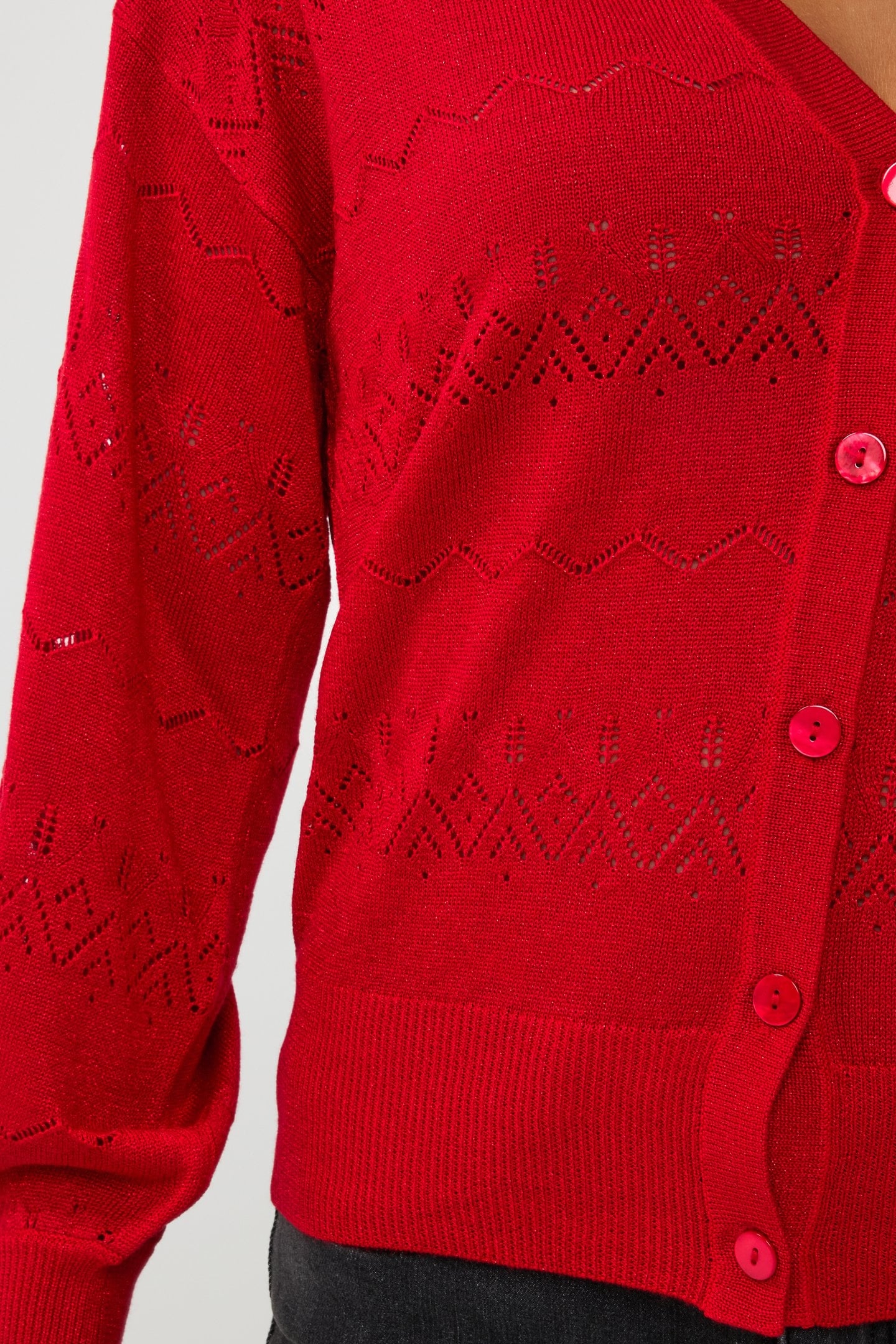 CARDIGAN S/SLV LUREX RED 6