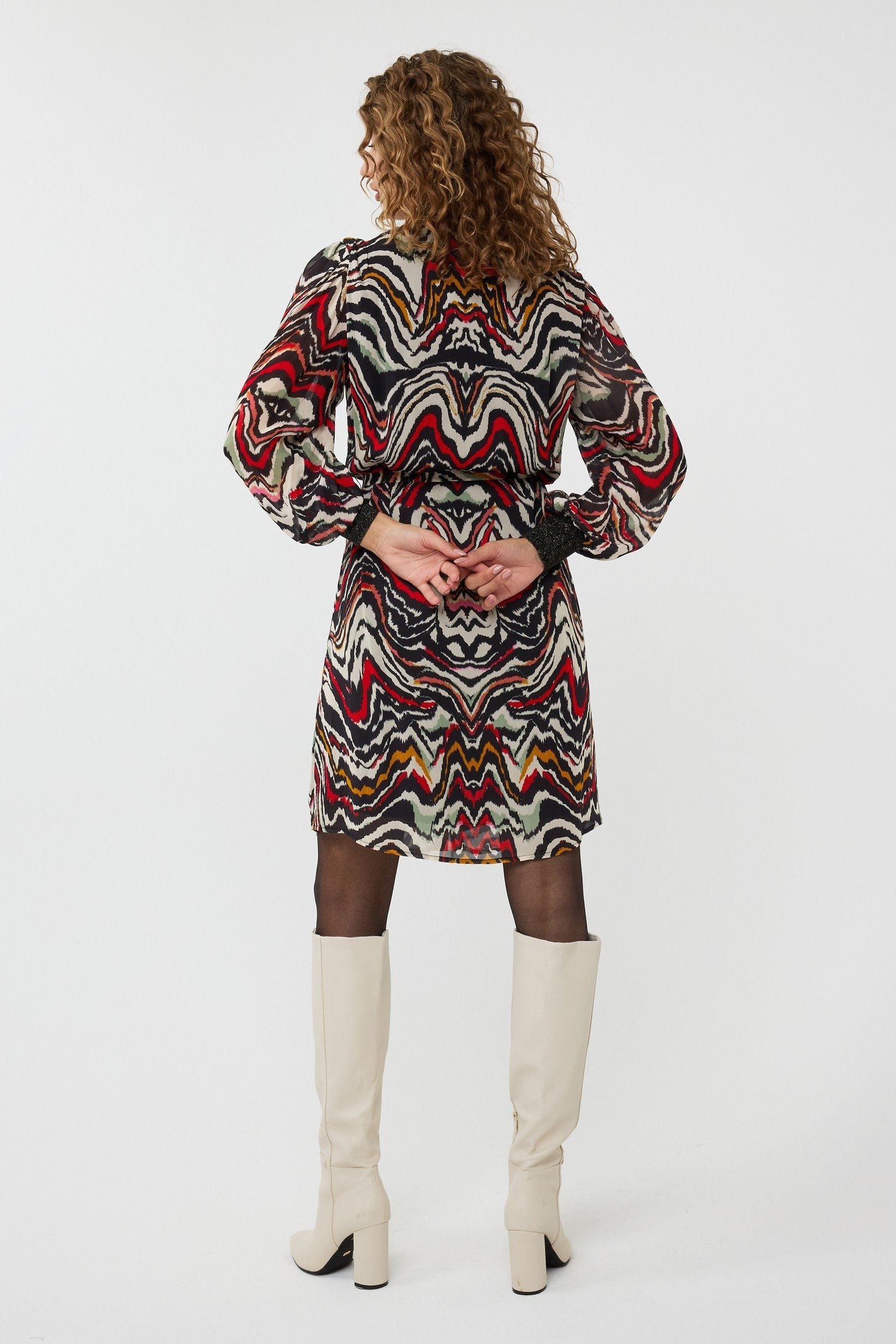 DRESS LUREX CUFF WAVES PRINT 3