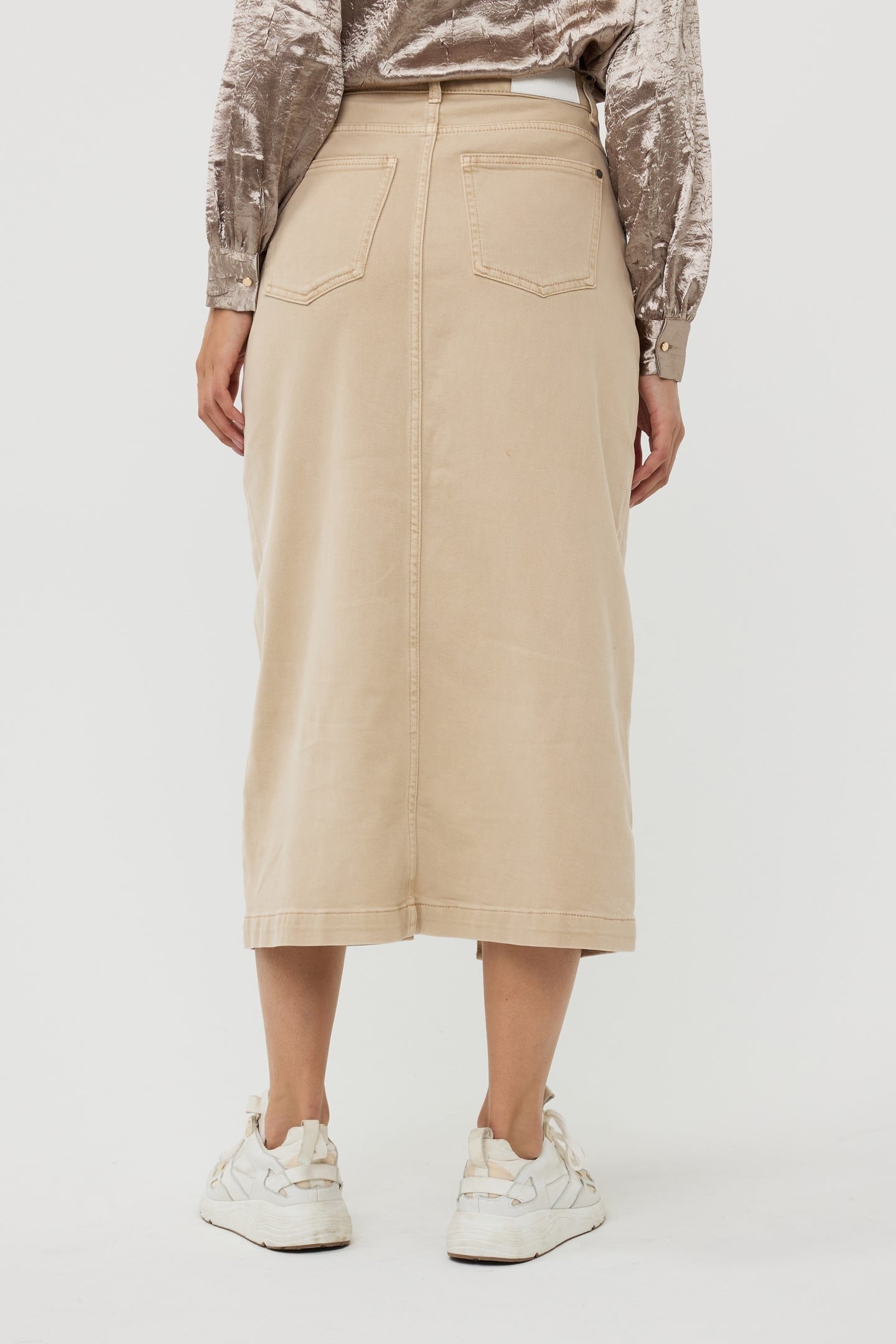 SKIRT JEANS MAXI SLIT GARMENT DYE SAND 3