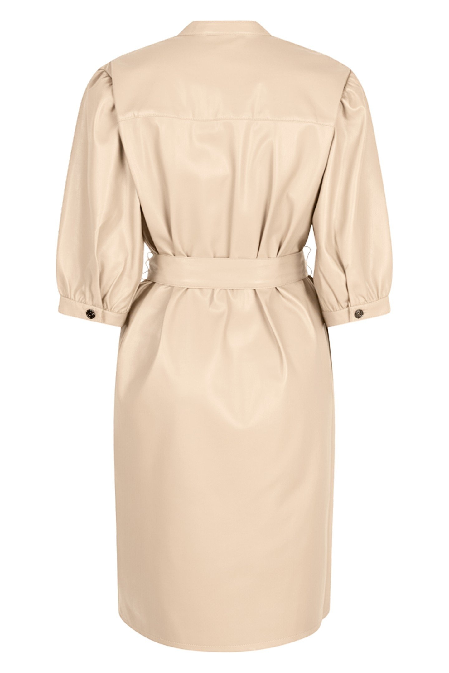 DRESS V/NECK VEGAN LEATHER SAND 2