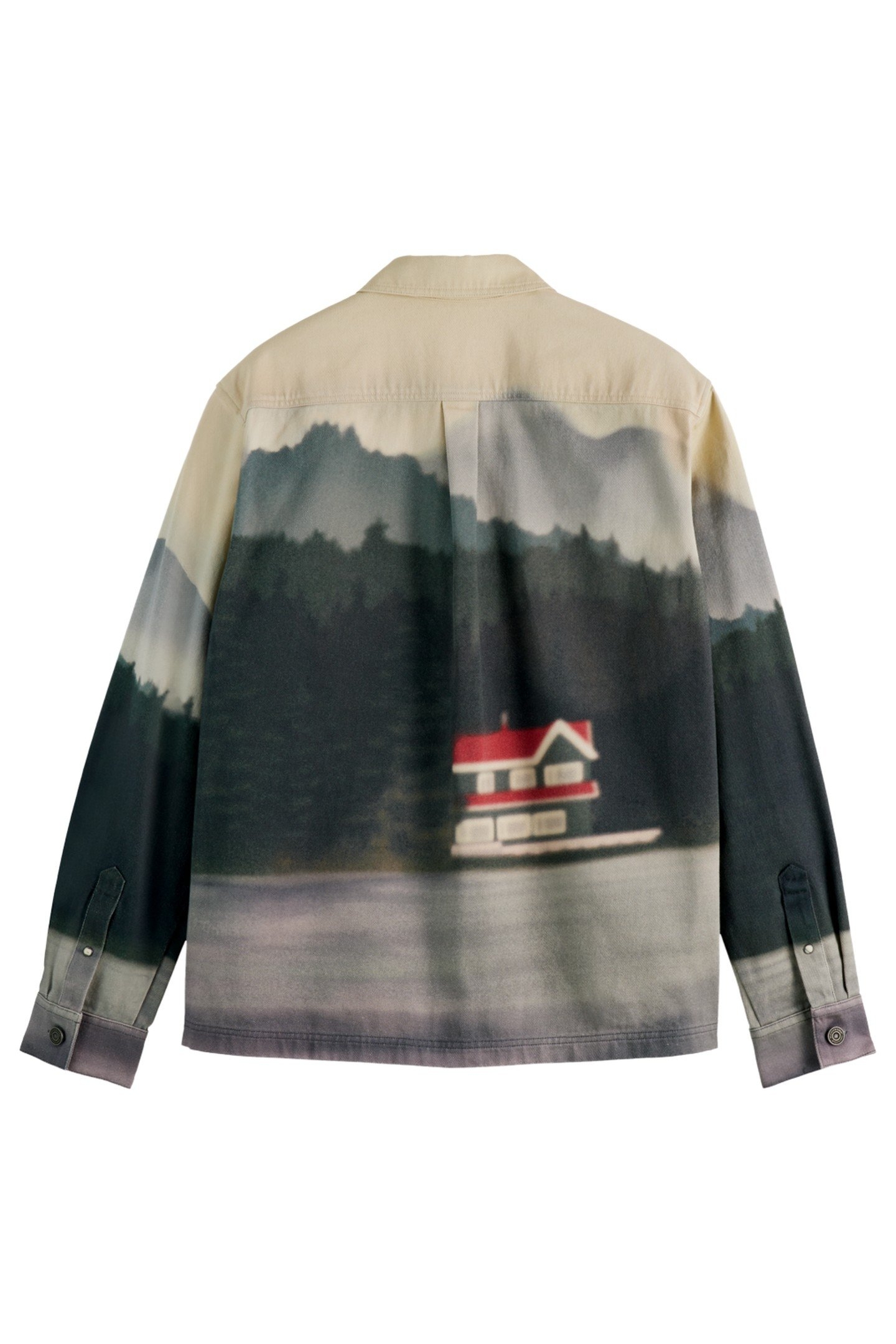 RELAXED FIT PRINTED TWILL OVERSHIRT BLUR LAKEHOUSE 3