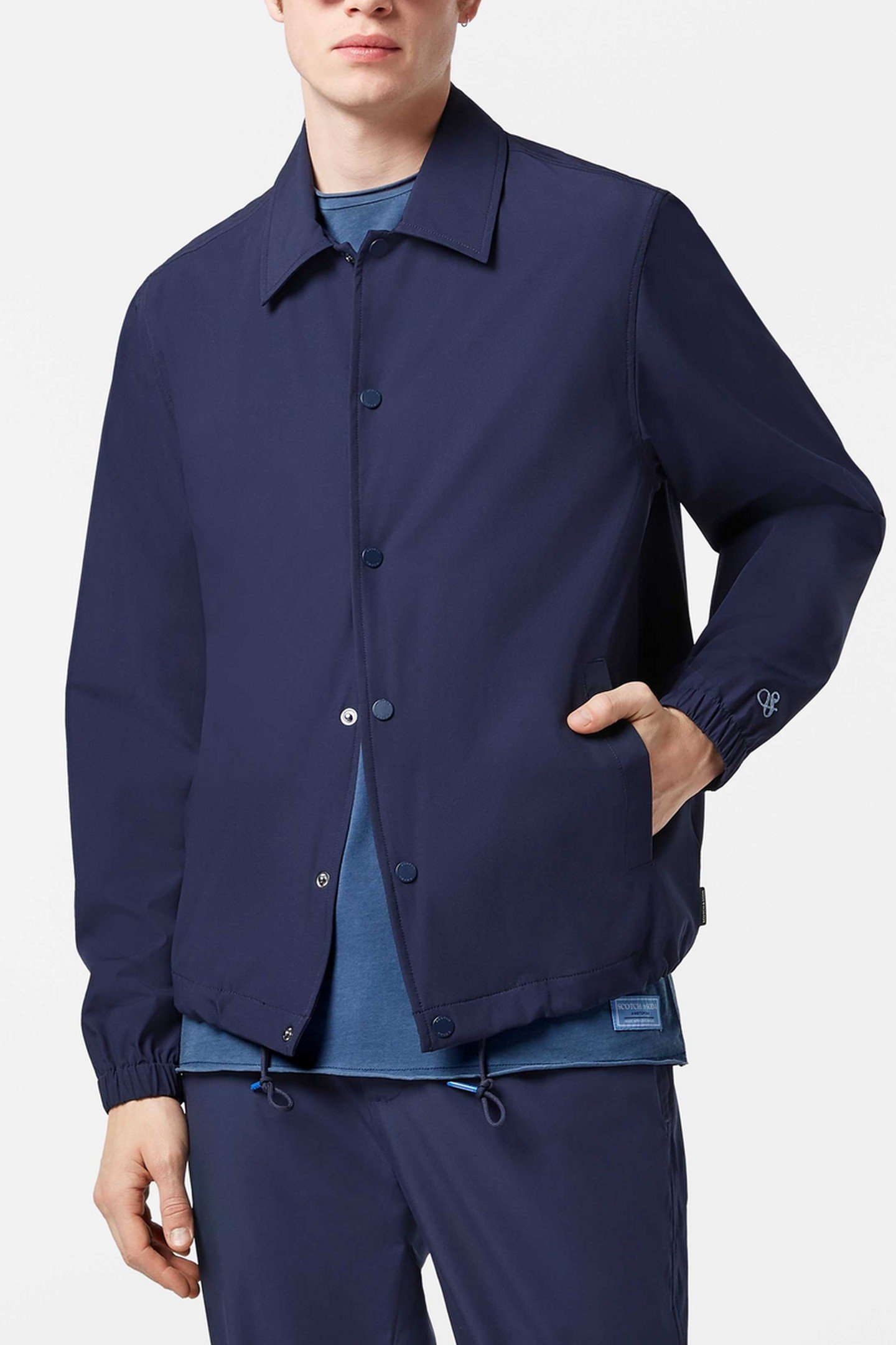 STRETCH NYLON-BLEND COACH JACKET NAVY 5