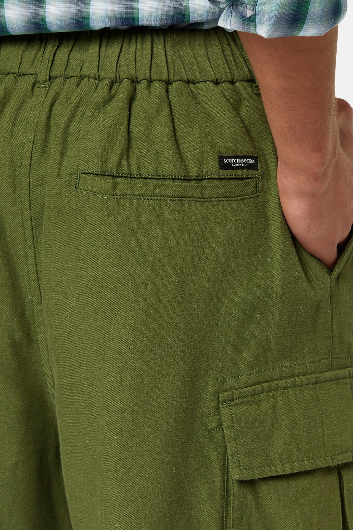 COTTON-LINEN RELAXED FIT CARGO SHORT ARMY 5