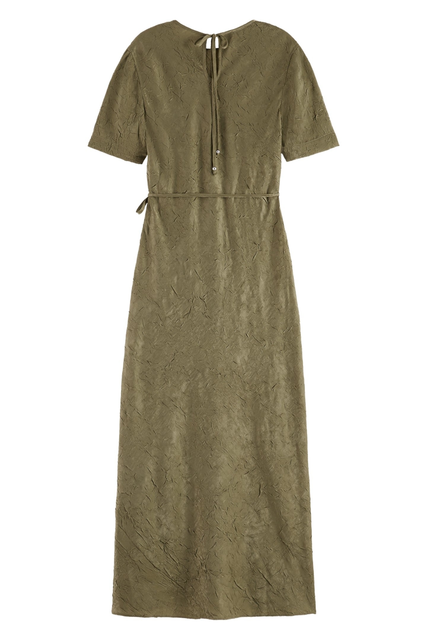 CRUSHED SATIN WRAP DRESS WASHED MILITARY 2