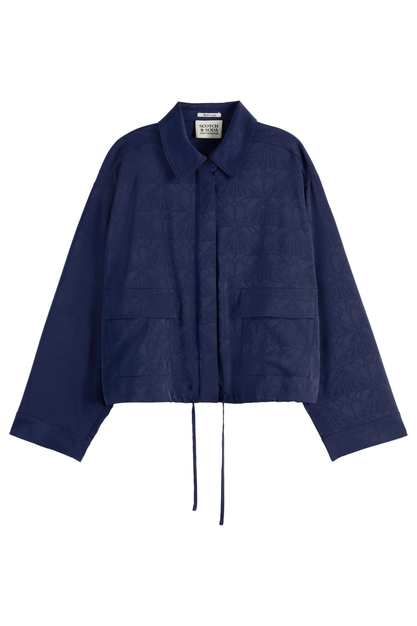 SATIN JACQUARD UTILITY SHIRT NAVY 1