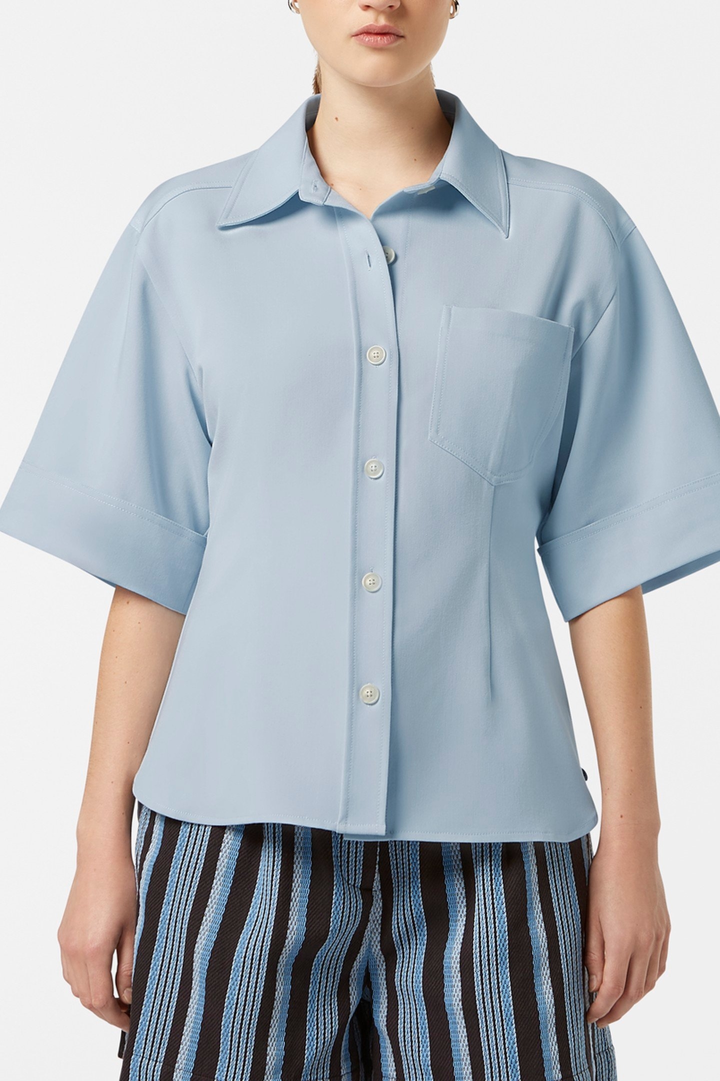 FITTED SHORT SLEEVE SHIRT SHIRTING BLUE 3
