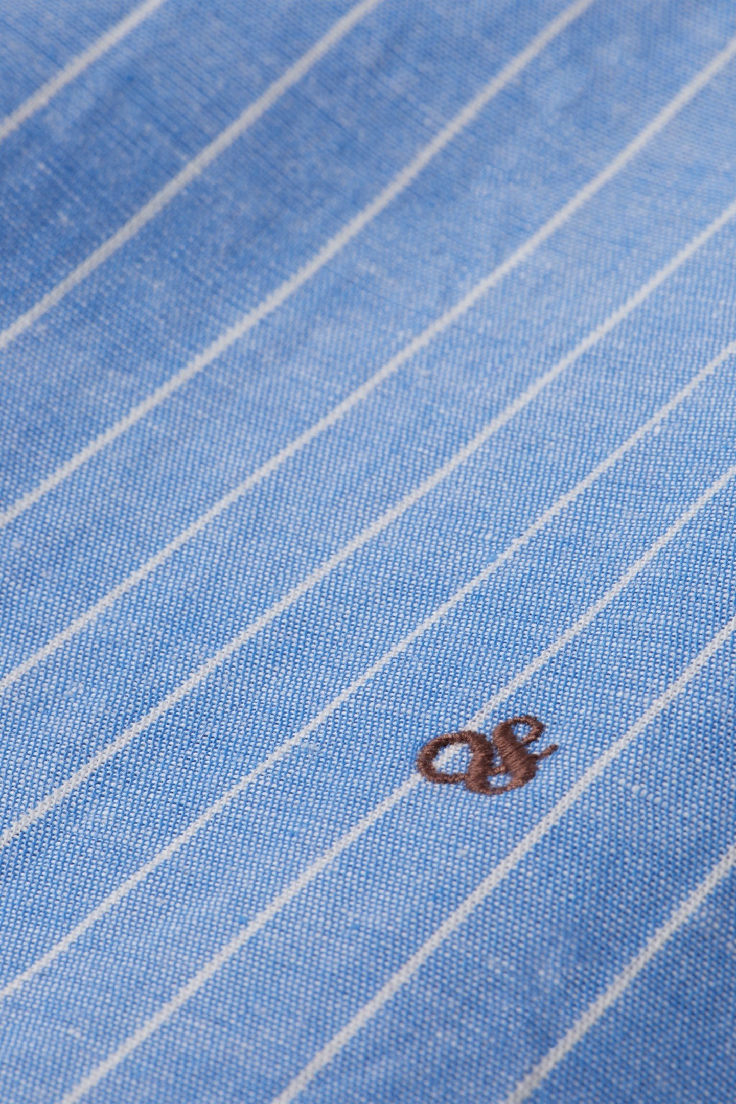 COTTON LINEN BIB SHIRT BLUE AND WHITE PIN STRIPE 5