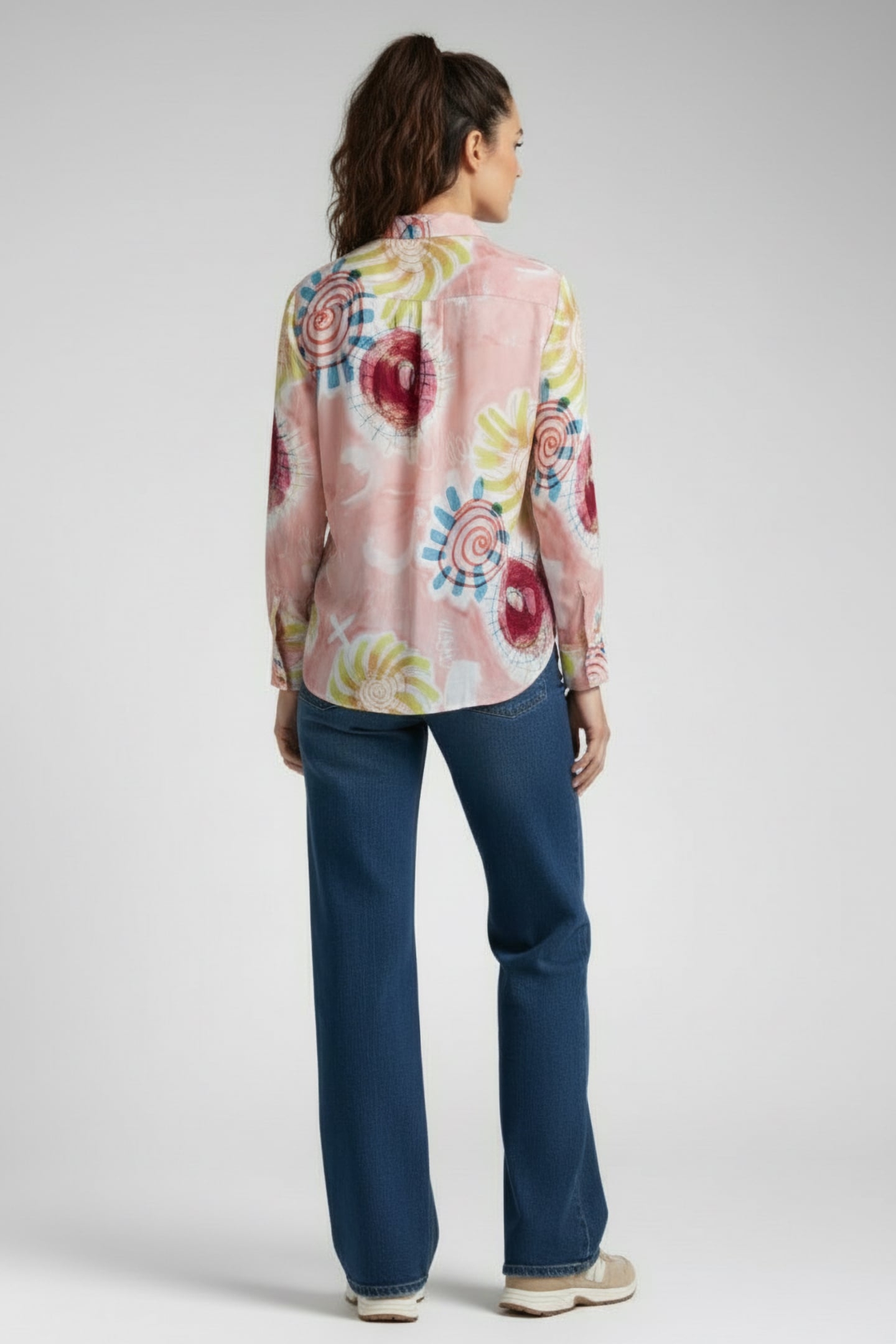 PRINTED RELAXED FIT SHIRT ABSTRACT SUN PINK 2