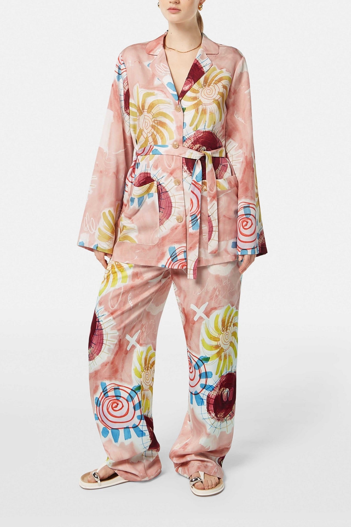 PRINTED PYJAMA BLAZER ABSTRACT SUN PINK 1