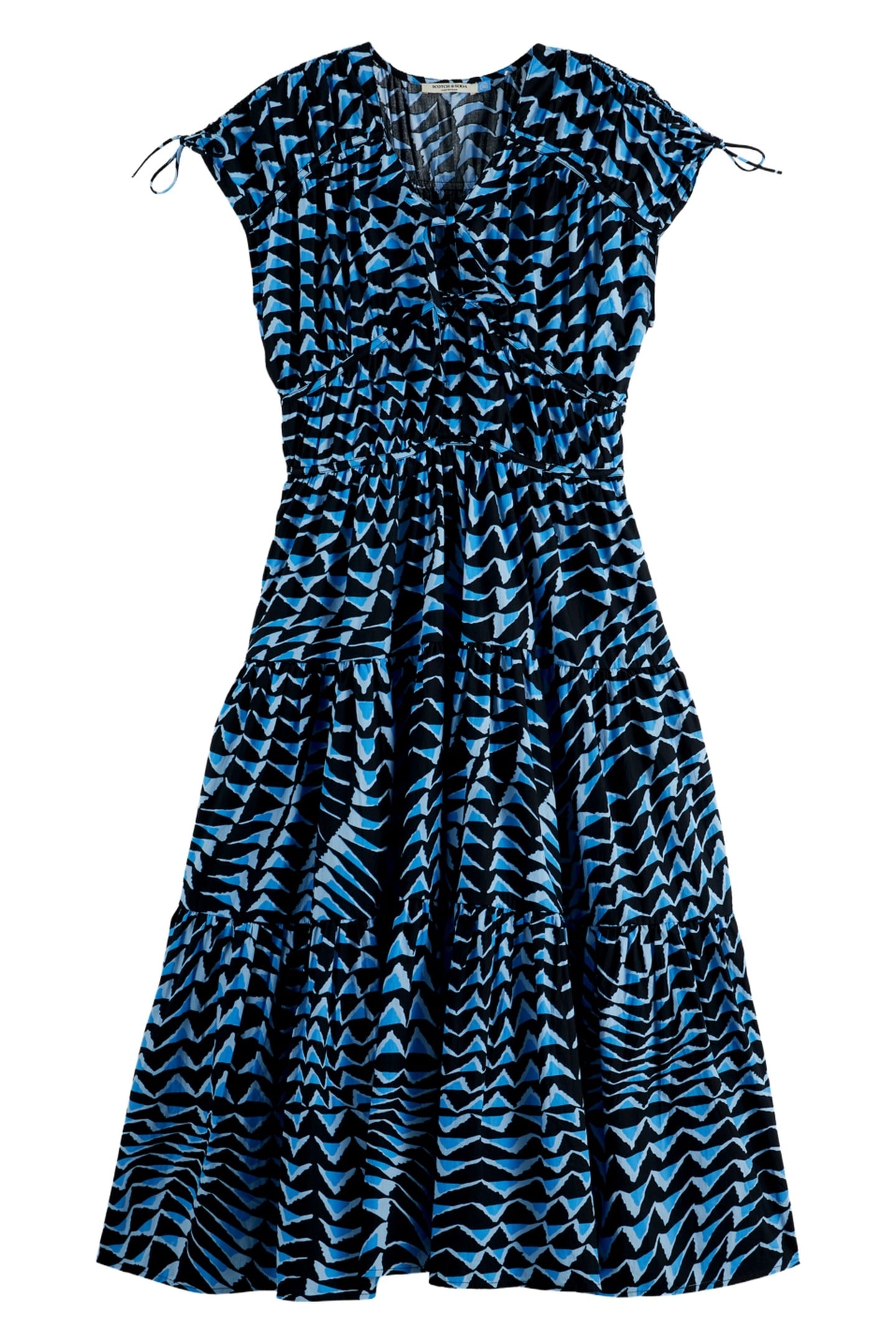TIERED POPLIN MIDI DRESS HOUSE OF MIRRORS BLUE 3