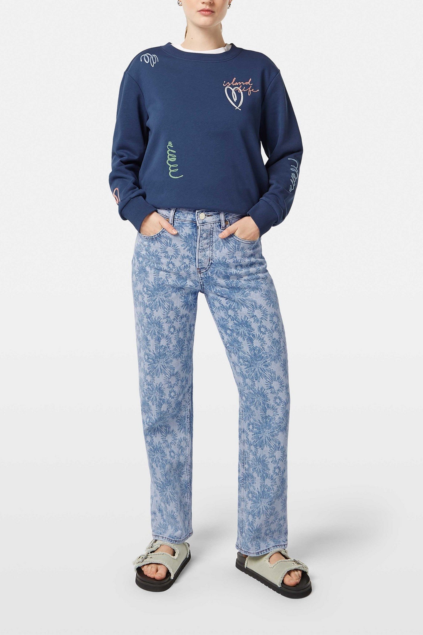 SKY HIGH RISE STRAIGHT JEANS ABSTRACT FLORAL ABSTRACT FLORAL 2