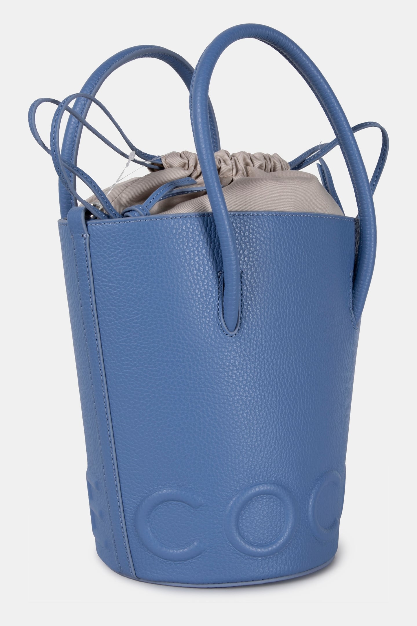 LEATHER BUCKET BAG IN BLUE 3