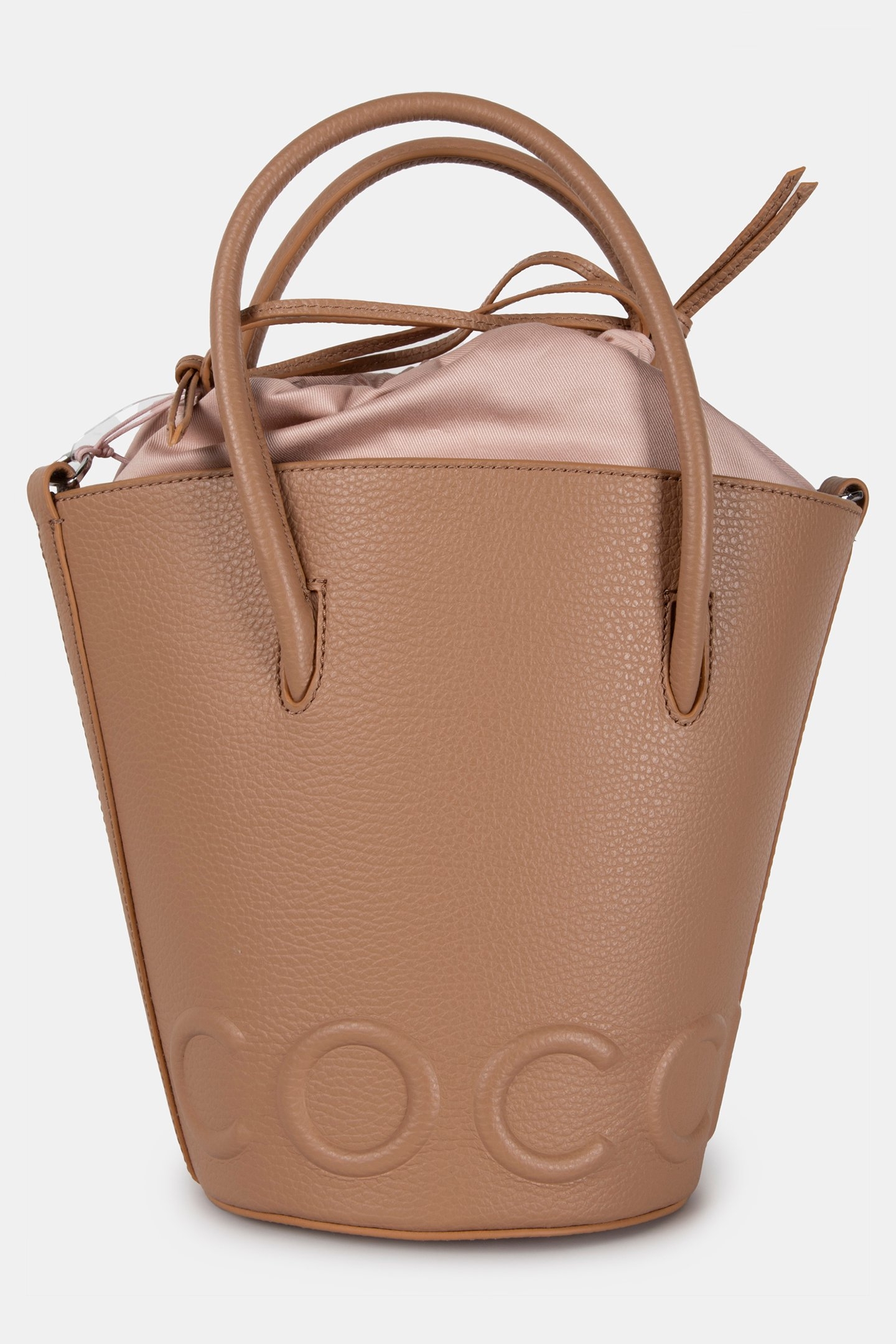 LEATHER BUCKET BAG IN BEIGE 2