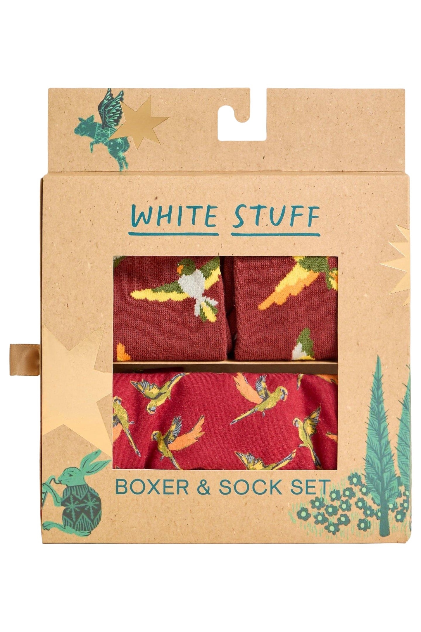BOXERS & SOCK GIFT SET RED PRINT 2