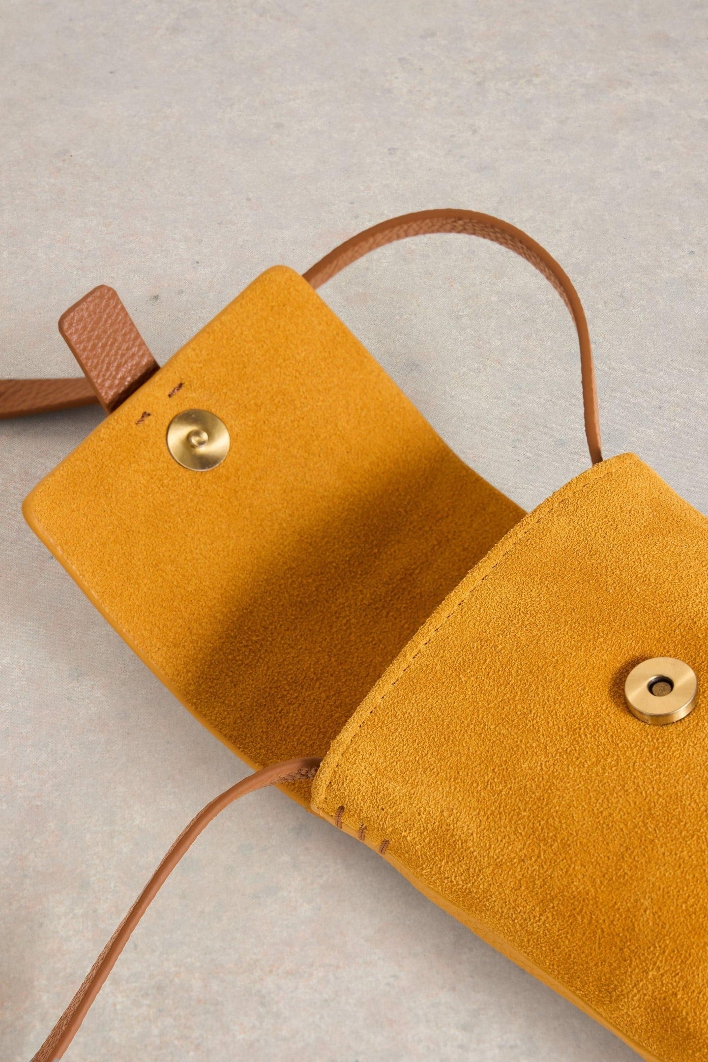 CLARA BUCKLE LEATHER PHONE BAG DEEP YELLOW 4
