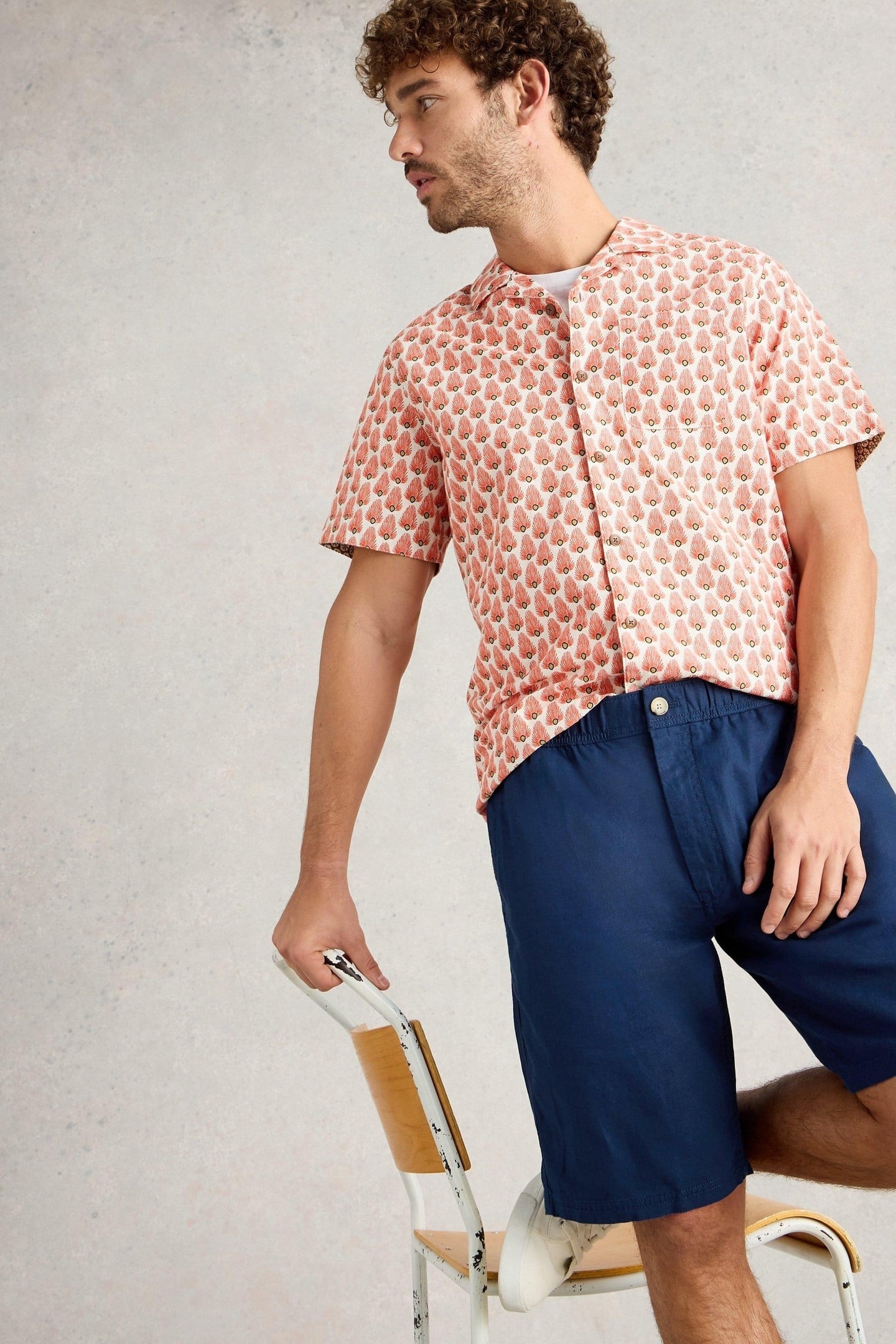 DRAWSTRING LINEN BLEND SHORT DARK NAVY 6