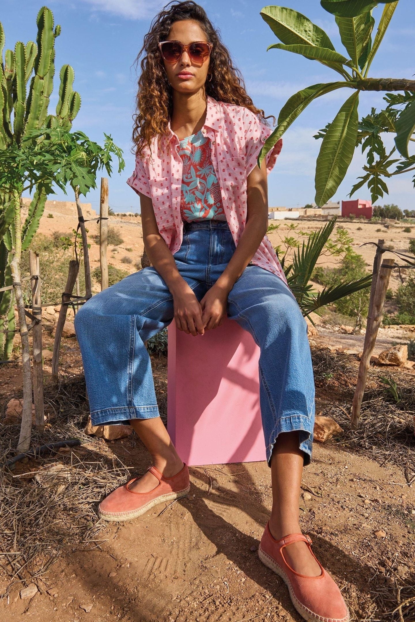 ELLIE ORGANIC COTTON SHIRT PINK MULTI 7