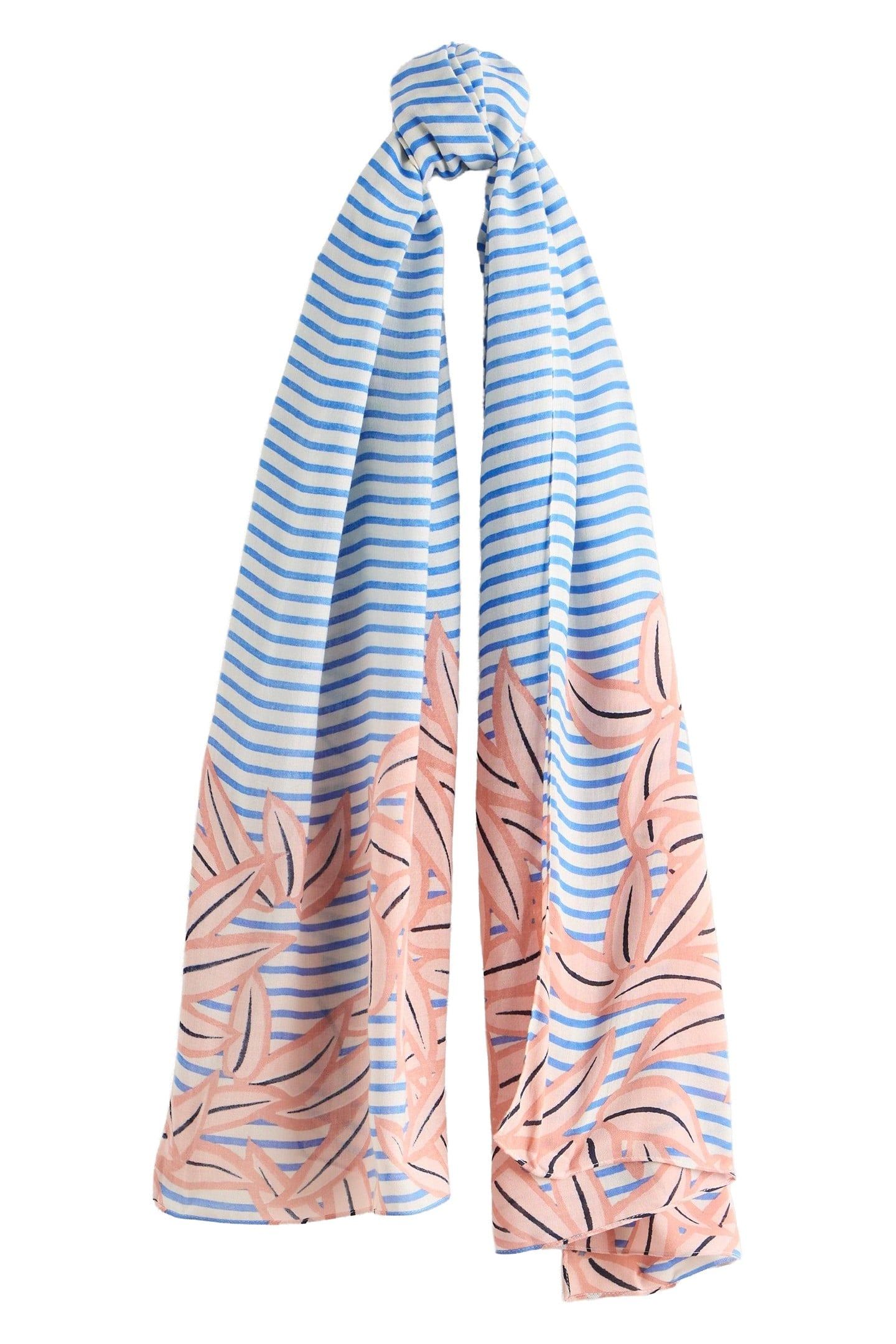 SUKI LINEAR LEAF PRINT SCARF BLUE MULTI 2