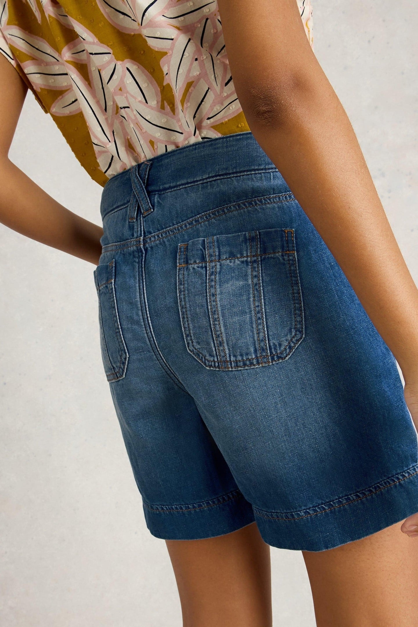 MOLLIE COMBAT DENIM SHORTS DARK DENIM 2