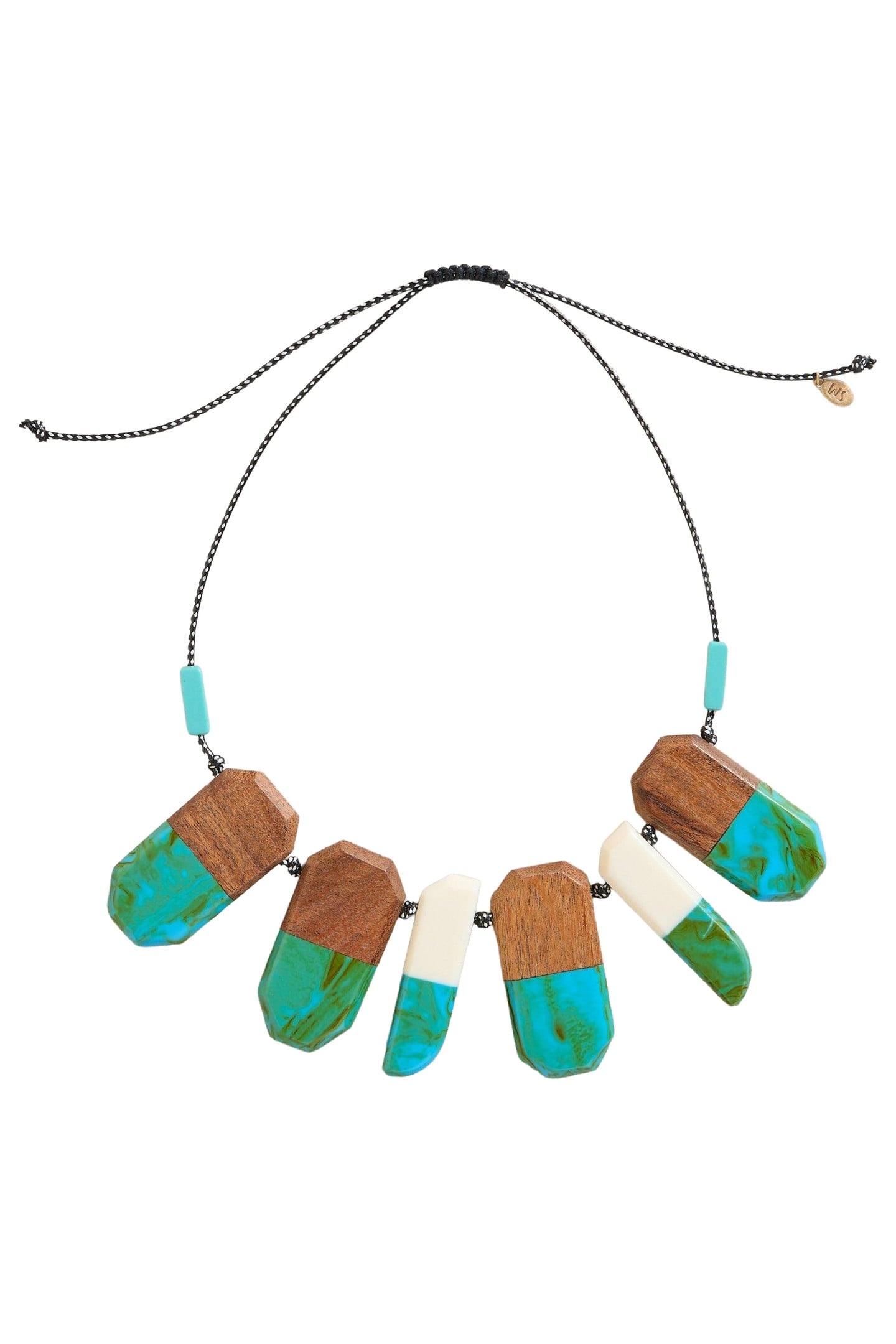 DIPPED WOODEN NECKLACE BROWN MULTI 1