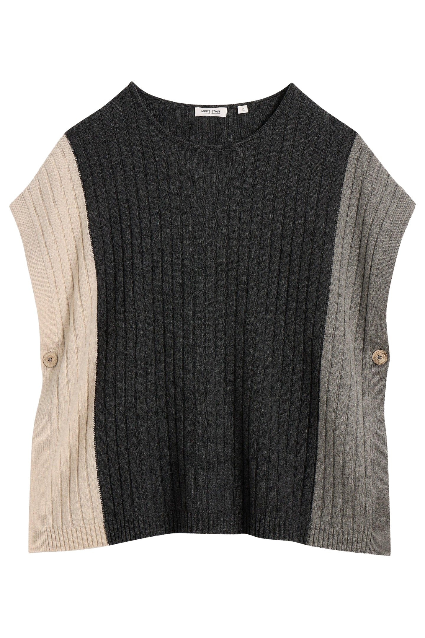 AVA KNITTED PONCHO GREY MULTI 4