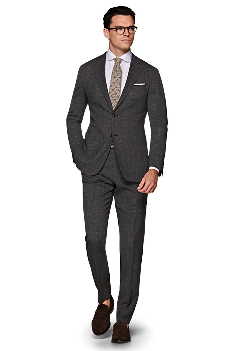 DARK GREY CHECKED BRESCIA TROUSERS 1