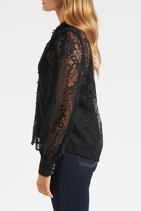 RUTH BUTTON DOWN LACE BLOUSE BLACK 4