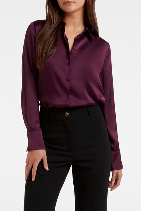 LILA LONGLINE SATIN SHIRT EGGPLANT PURPLE 1
