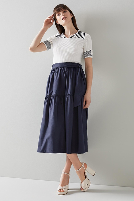 REGO MIDI SKIRT NAVY/WHITE 3