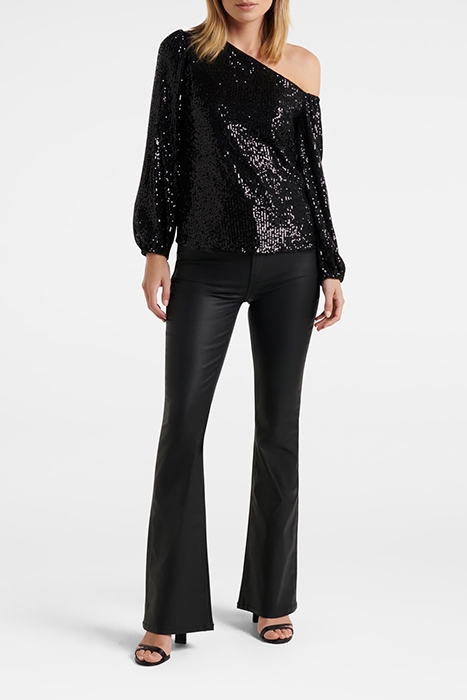 LANA SEQUIN TIPPED SHOULDER BLOUSE BLACK 3