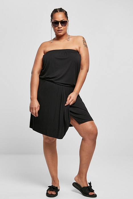 LADIES VISCOSE SHORT BANDEAU DRESS BLACK 4