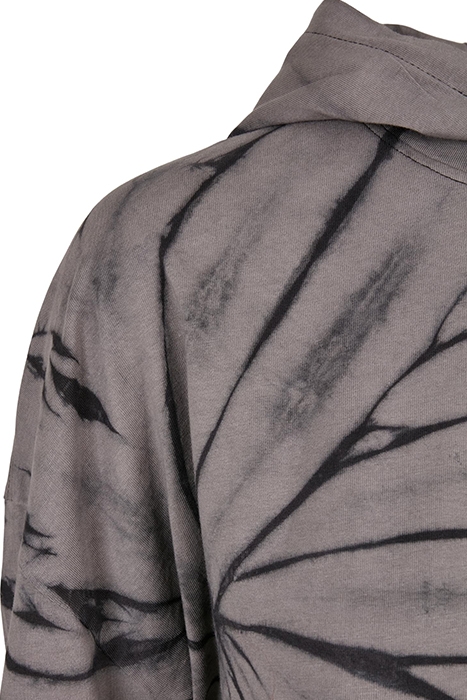 LADIES OVERSIZED TIE DYE HOODY DRESS BLACK/ASPHALT 6