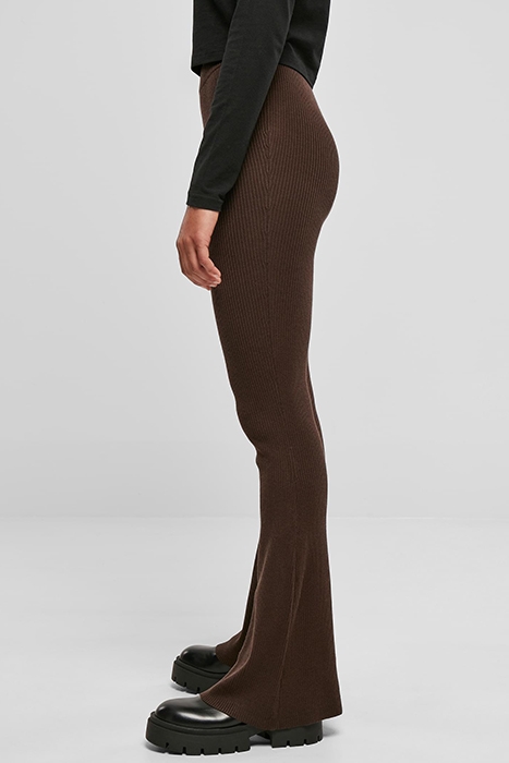 LADIES RIB KNIT BOOTCUT LEGGINGS BROWN 5