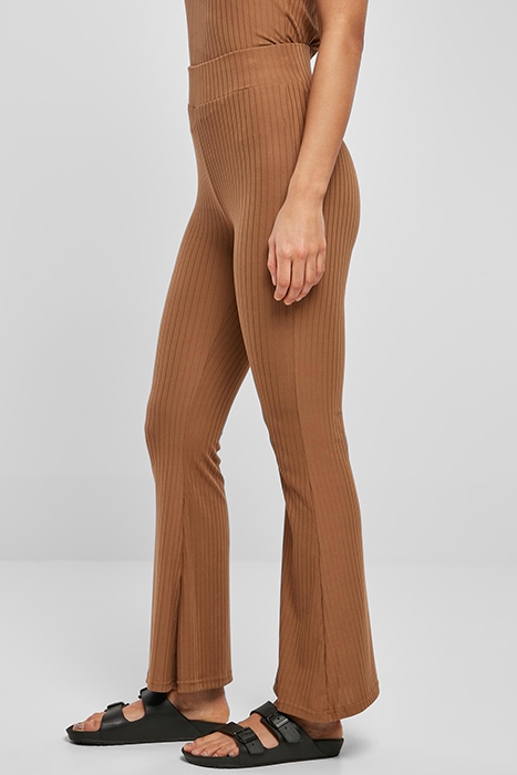 LADIES HIGH WAIST RIB FLARED LEGGINGS DARKTAUPE 6