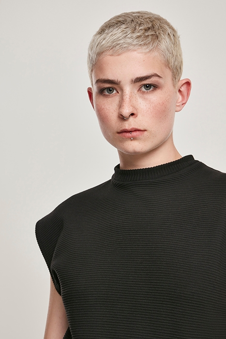 LADIES NAPS TERRY EXTENDED SHOULDER DRESS BLACK 7