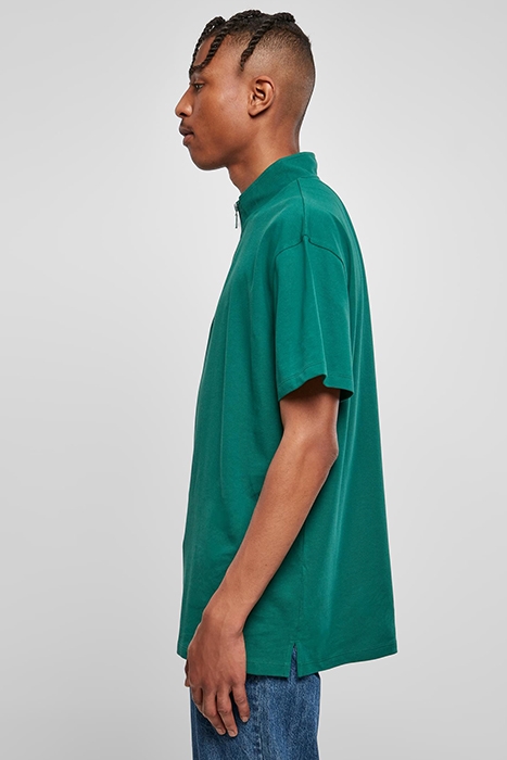 BOXY ZIP PIQUE TEE GREEN 5