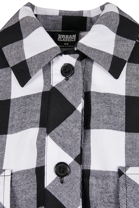 LADIES SHORT OVERSIZED CHECK SHIRT BLACK/WHITE 7