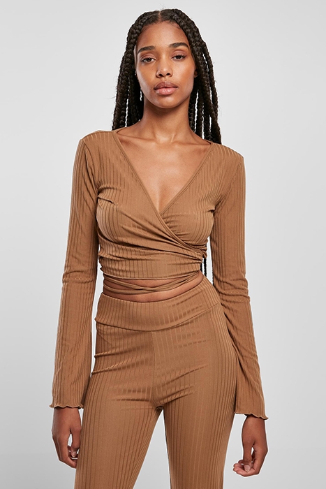 LADIES CROPPED RIB WRAPPED LONGSLEEVE DARKTAUPE 2