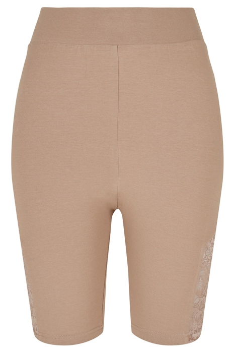 LADIES HIGH WAIST LACE INSET CYCLE SHORTS SOFTTAUPE 1