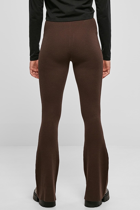 LADIES RIB KNIT BOOTCUT LEGGINGS BROWN 3