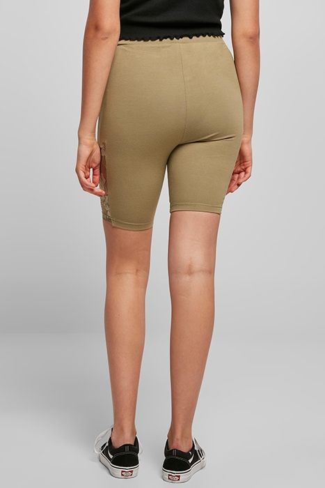 LADIES HIGH WAIST LACE INSET CYCLE SHORTS KHAKI 3