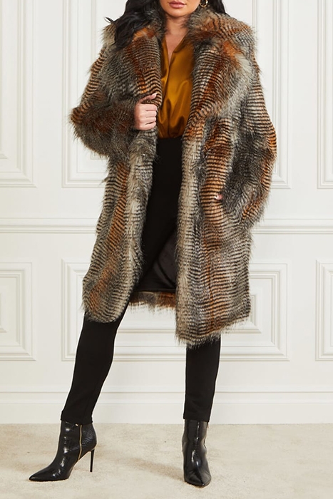 ALEXANDRA COAT MICROSTRIPED FAUX FUR 3