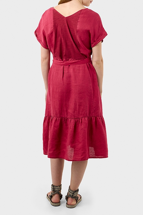 WIJDUITLOPENDE LINNEN JURK MET CEINTUUR RED BUD 2