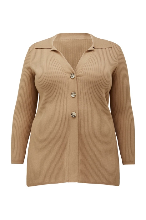 BETH CURVE COLLAR KNIT CARDIGAN CAMEL 1