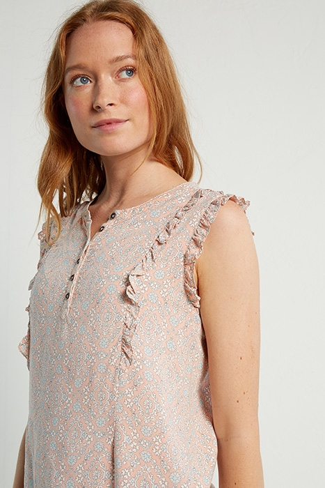 FRILLY SLEEVELESS JERSEY SHIRT ORANGE 2