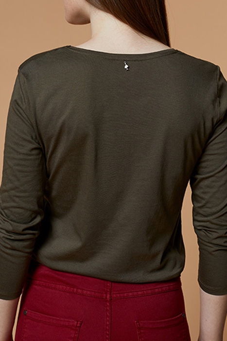 MYTHE - KHAKI T-SHIRT WITH FLOCKED MESSAGE 2